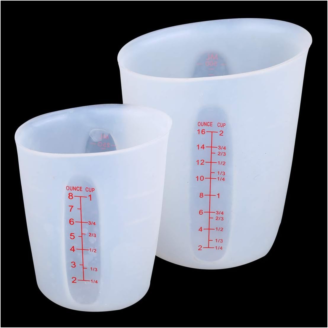 Szxc Silicone Flexible Nestable Measuring Cups Set for Epoxy Resin, Butter, Chocolate - 4 Cup + 2 Cup + 1 Cup - Melt Stir Squeeze & Pour - BPA Free - Standard & Metric Measurment Markings