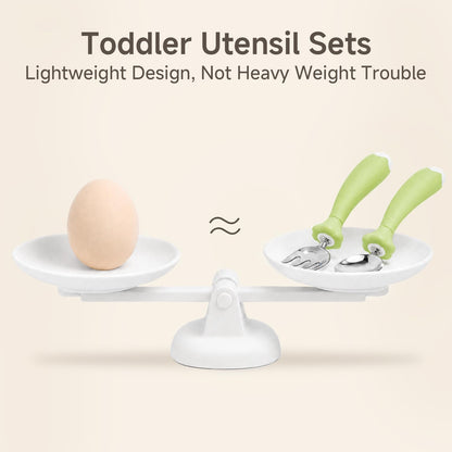 KINGSTONE Toddler Utensils with Case, Kids Silverware Set with Silicone Handles, 18/10 Stainless Steel Children Safe Forks and Spoons, Travel Carrying Cases BPA Free, Dishwasher Safe (blue)