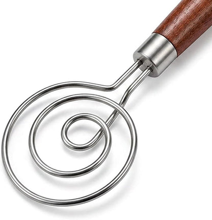 Danish Dough Whisk, 304 Stainless Steel Hook Bread Mixer for Sourdough