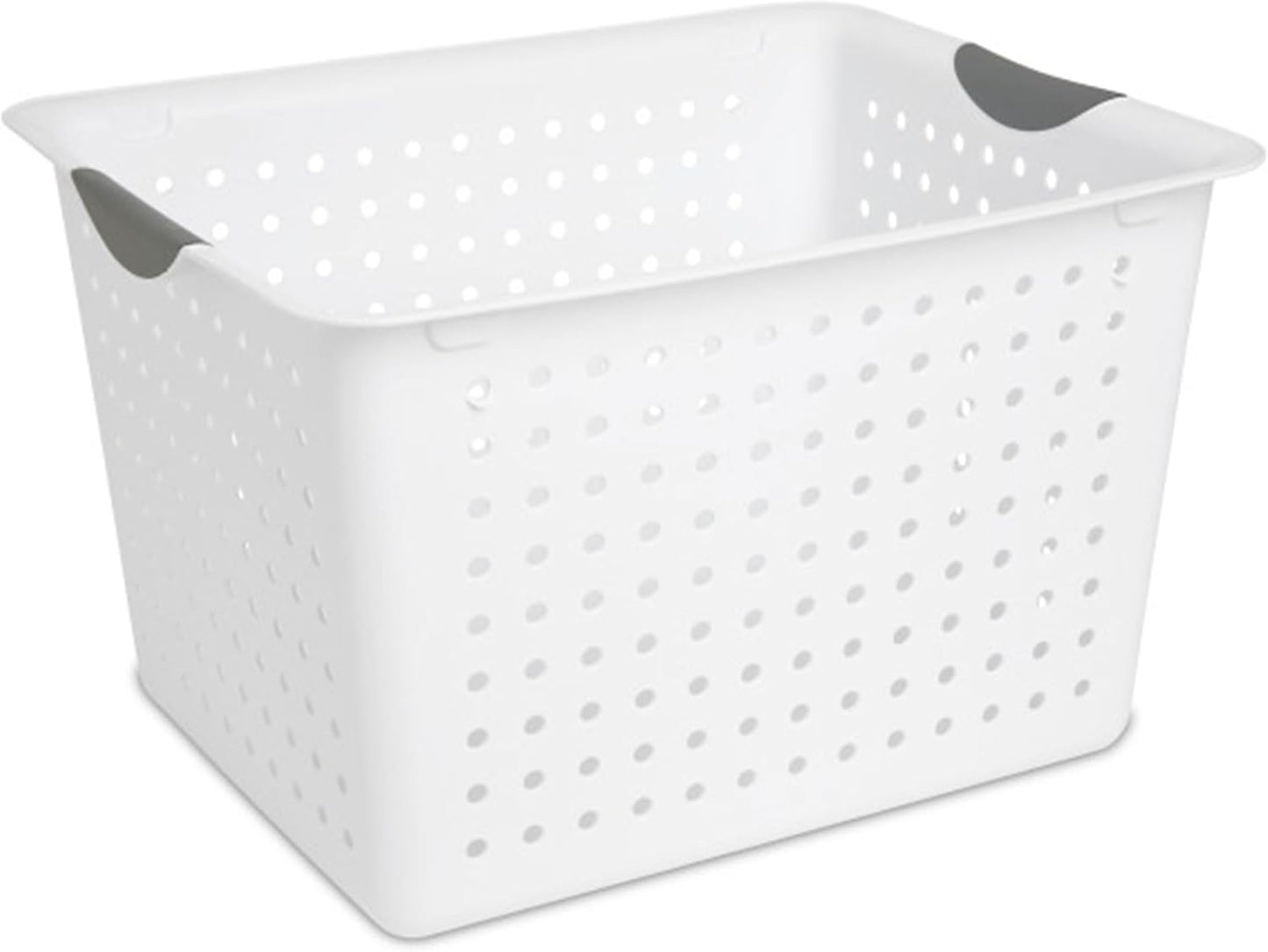 Sterilite 24-Pack Ultra Basket, Open Plastic Bins, Countertop, Cabinet and Closet Organizer, White, Deep