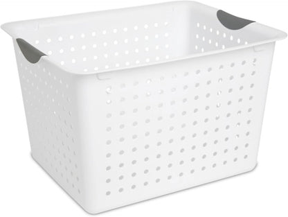 Sterilite 24-Pack Ultra Basket, Open Plastic Bins, Countertop, Cabinet and Closet Organizer, White, Deep