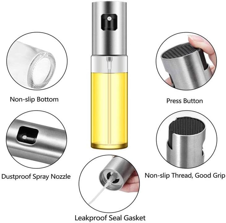 100ml Oil Sprayer for Cooking, Mini Kitchen Olive Oil and Vineger Mister for Salad, Baking, Airfryer, Grilling, BBQ (Funnel, Basting Brush and Cleaning Brush Included.)