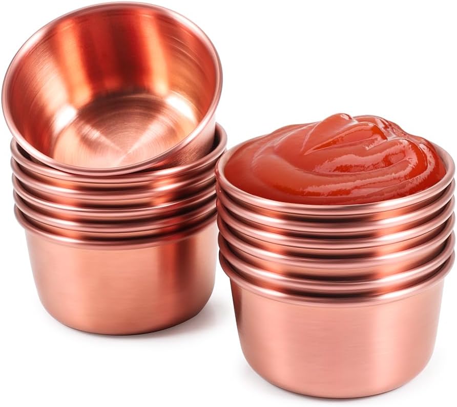 Ramekin Sauce Dipping Bowl Mini Sauce Cups Pudding Condiment Cups for Home Party Stainless Steel (Sliver 12 Pack 50ml)