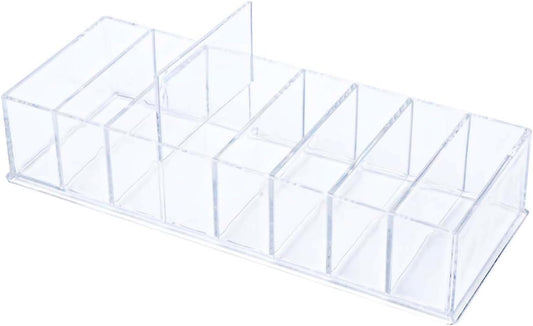NatSumeBasics Clear Acrylic Drawer Organizer with 6 Compartments, 3.3" Width Desk Storage for Office Accessories, Not for Credit & Business Cards