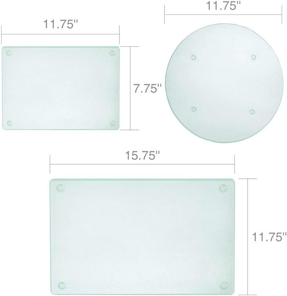 Murrey Home Glass Cutting Board Set for Kitchen Counter, Tempered Glass Chopping Boards Dishwasher Safe, Small Clear Countertop Tray, 16"x12"x2PC