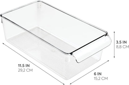 iDesign Fridge Storage Bin with Handle - Fridge Tray for Meats and Cheeses - Set of 2 - Clear