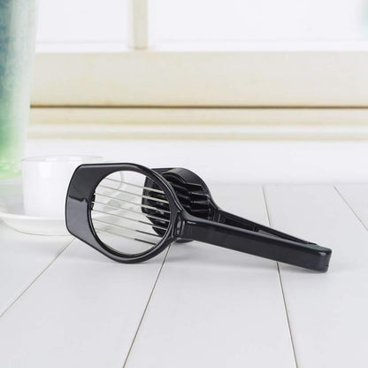 Egg Slicers Cutter, Stainless Steel Multifunction Slicing Mould, Handheld Mushroom Kiwi Divider Tomato Strawberry Cutter, 2.95 * 7.5inches (Black)