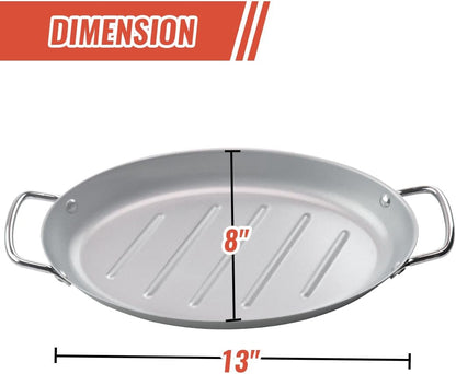 Grill Pan - 11'x15'' BBQ Grill Topper With Handles