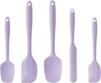 Silicone Spatula Set, 5 Piece Food Grade Rubber Spatulas for Baking, Cooking, and Mixing High Heat Resistant Non Stick Dishwasher Safe BPA-Free (Multicolor)