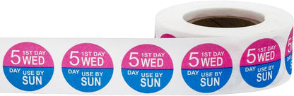 Dissolvable Tuesday Through Saturday 5 Day Food Rotation Labels, 3/4 Inch Use by Stickers, 500 Total Adhesive Labels on a Roll for Restaurant and Kitchen Prep – Made in The USA