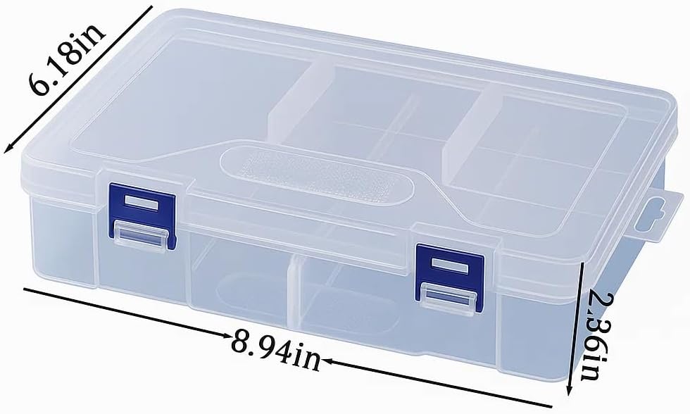 3pcs Clear Storage Small Parts Organizer Box Storage Bin With Dividers Multi Compartment for Beads Art DIY Tackle Box Organizer (10 - compartment in length)