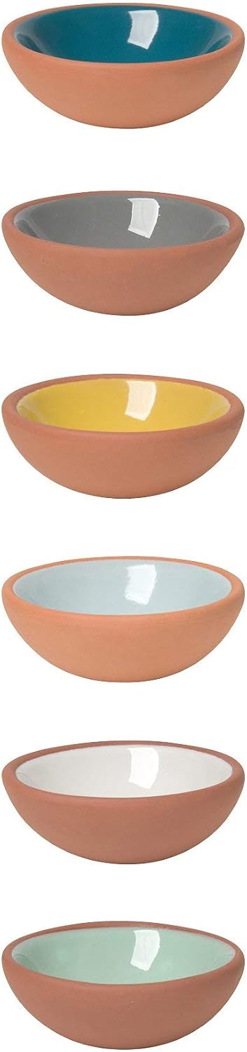 Now Designs Terracotta Pinch Bowl Set, Soy Sauce Dish, Set of 6, 1 oz, Multicolor