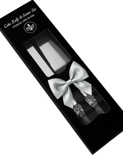 Adorox Elegant Cake Knife and Server Set - Stainless Steel with Crystal Handle - Perfect for Weddings & Anniversaries,and Special Celebrations (Sliver)