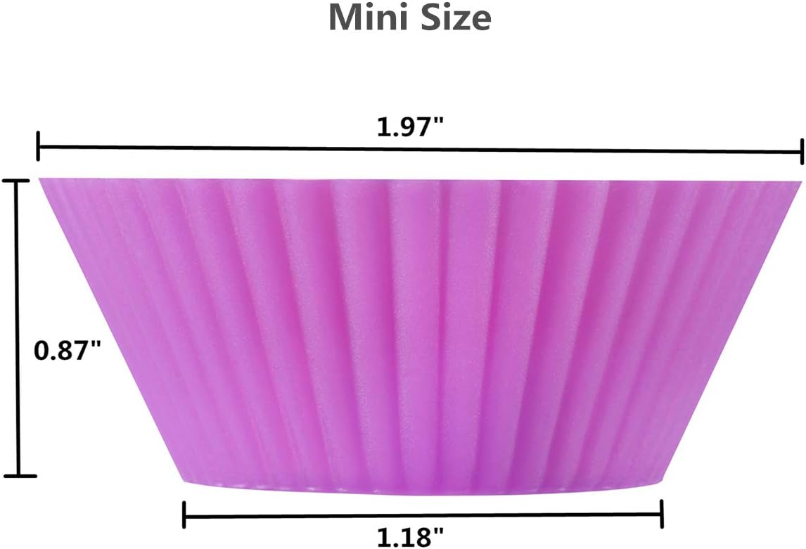 2 Inch Mini Size Silicone Baking Cups Muffin Cups, Reusable and Nonstick Mini Cupcake Liners, Chocolate Holders Truffle Cups, 24 Pack, 6 Vibrant Colors, Round
