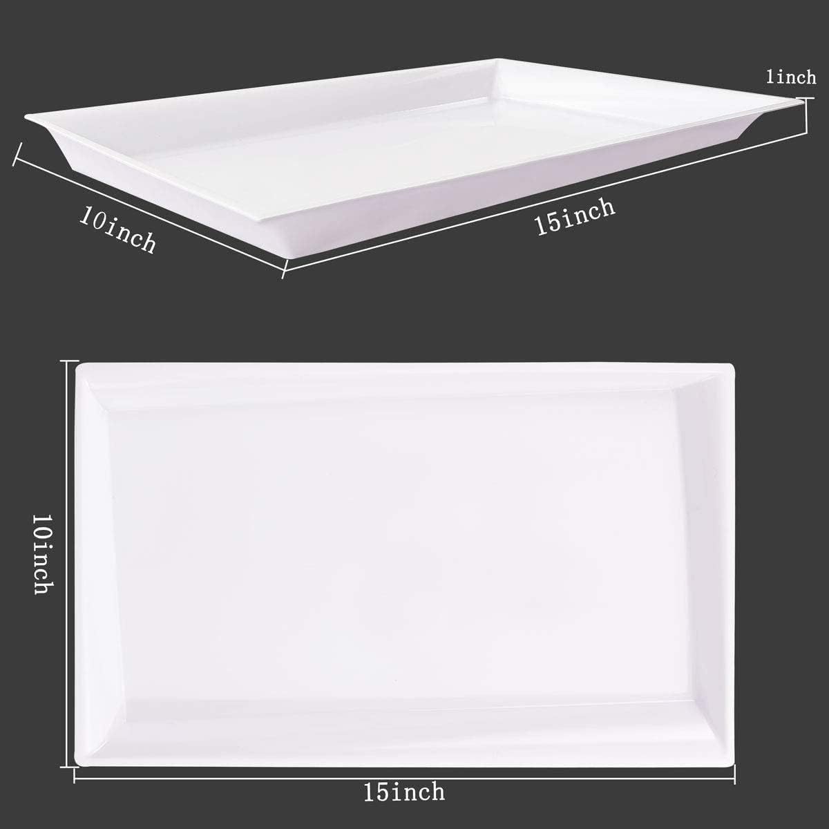 Supernal 12 Pack Black Plastic Serving Trays, 15"x10" PlasticTrays, Plastic Fast Food Tray, Heavy Duty Platters, Disposable Serving Party Platters Black，Party Serving Trays