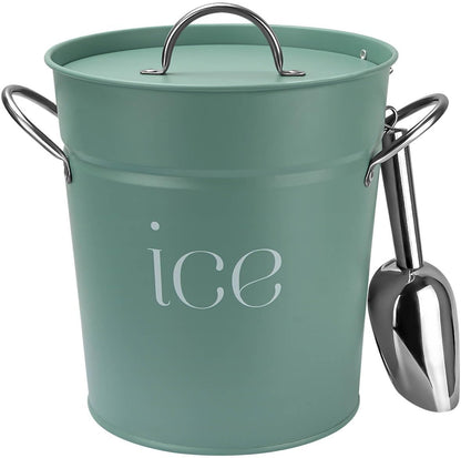 3Qt Black Galvanized Ice Bucket with Lid, Scoop & Handles - Ideal for Cocktails, Parties, BBQs, Wine & Champagne. Double-Layer Insulated Outer & Galvanized Inner Layer, Perfect for Home & Outdoor Use