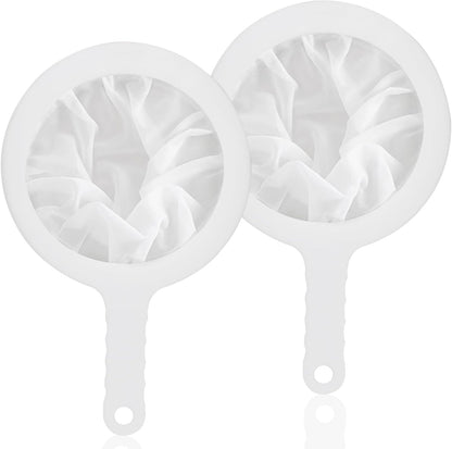 Uenhoy 2 Pcs Nylon Mesh Strainers 120 200 Kitchen Sieve With Handle White