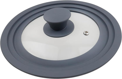 Silicon Glass Lid Fits 6.5", 7", 8" Inner Diameter Pots (Grey)