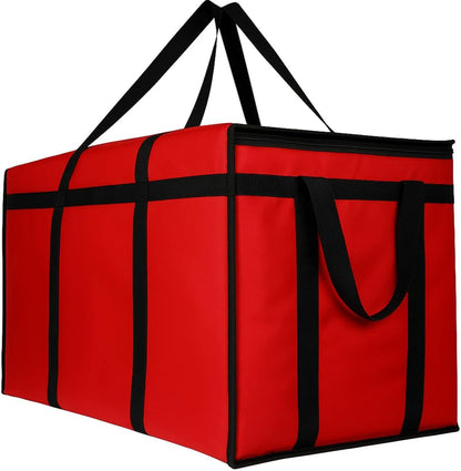 musbus Extra large XXXL Insulated Food Delivery Bag Cooler Bags Keep Food Warm Catering Therma Catering Bag for doordash 22x14x13 Cooler Bags Therma Shopper hot warming RED Pizza BLACK