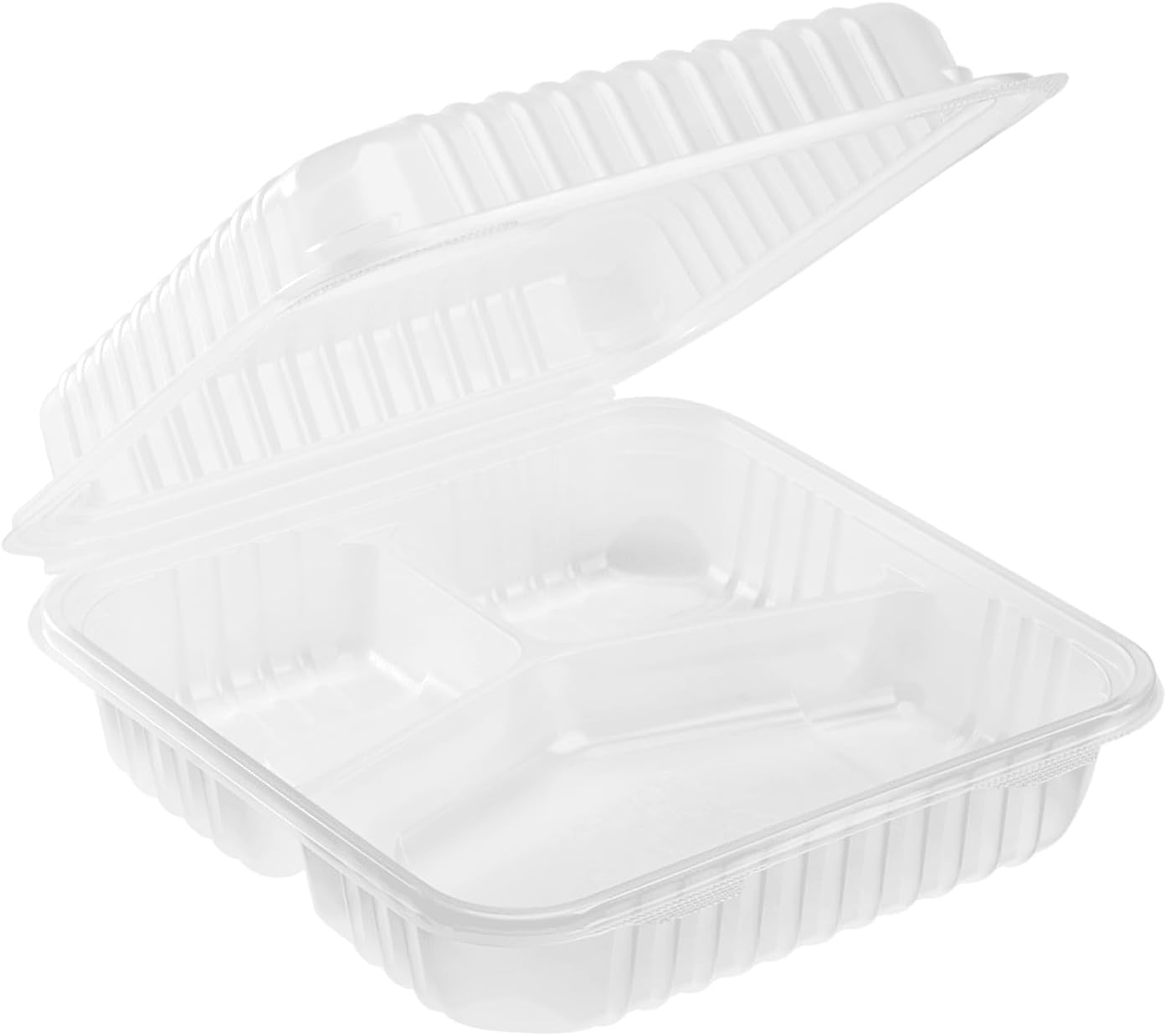 Karat FP-HC99PP-3CU 9"X 9" PP Hinged Containers 3 Compartment - (Case of 200)