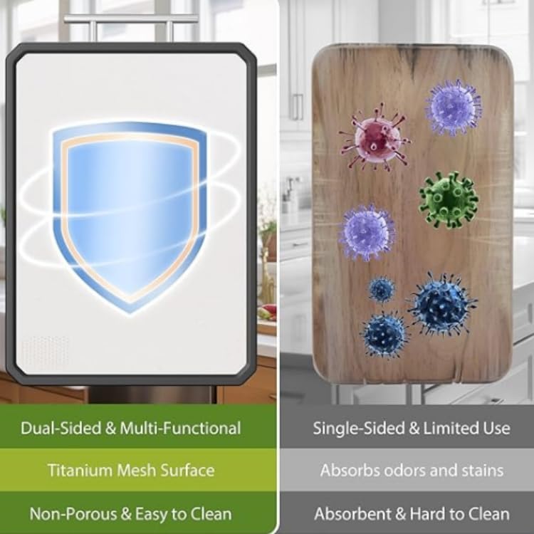 Titanium Cutting Boards for Kitchen, Scratch-Resistant Large Chopping Board with Juice Groove, Titanium and Wheat Straw PP, Includes Onion Holder & Crinkle Cutter
