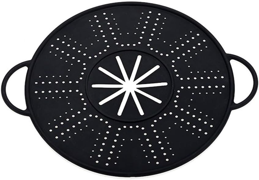 Silicone Spill Stopper Lid and Pot Holder, Heat-Resistant Food-Grade Cover for Boil-Over Prevention, Steaming, Insulation and Multi-Pot Compatibility(black)