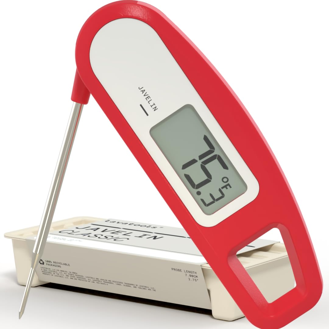 Lavatools Javelin® Ultra-Fast 3-Second Digital Instant Read Meat Thermometer for Grill and Cooking, 2.75" Probe, Compact Foldable Design, Large Display, IP65 Water Resistant, NSF Certified – Sesame