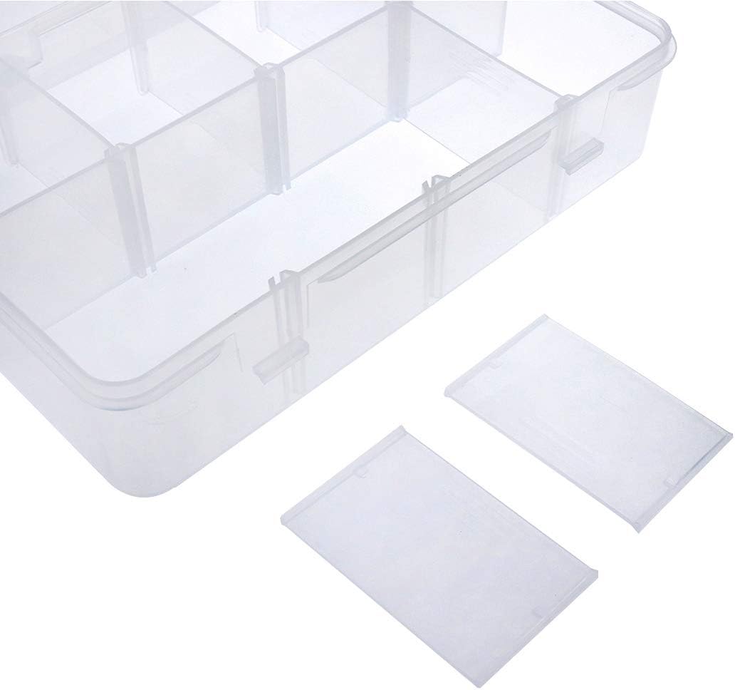 Xiaoyztan Clear Plastic Organizer, 12 Grids with Adjustable Dividers, Jewelry Box Bead Storage Container for Small Parts, Fishing Tackle, DIY Crafts, and Earrings