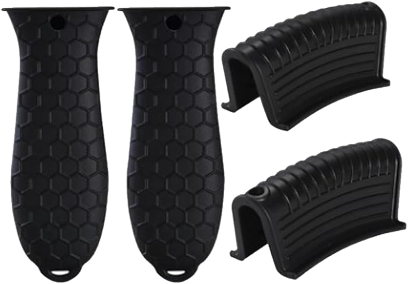 4 Pack Silicone Cast Iron Skillet Handle Covers, Black