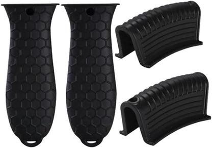 4 Pack Silicone Cast Iron Skillet Handle Covers, Black