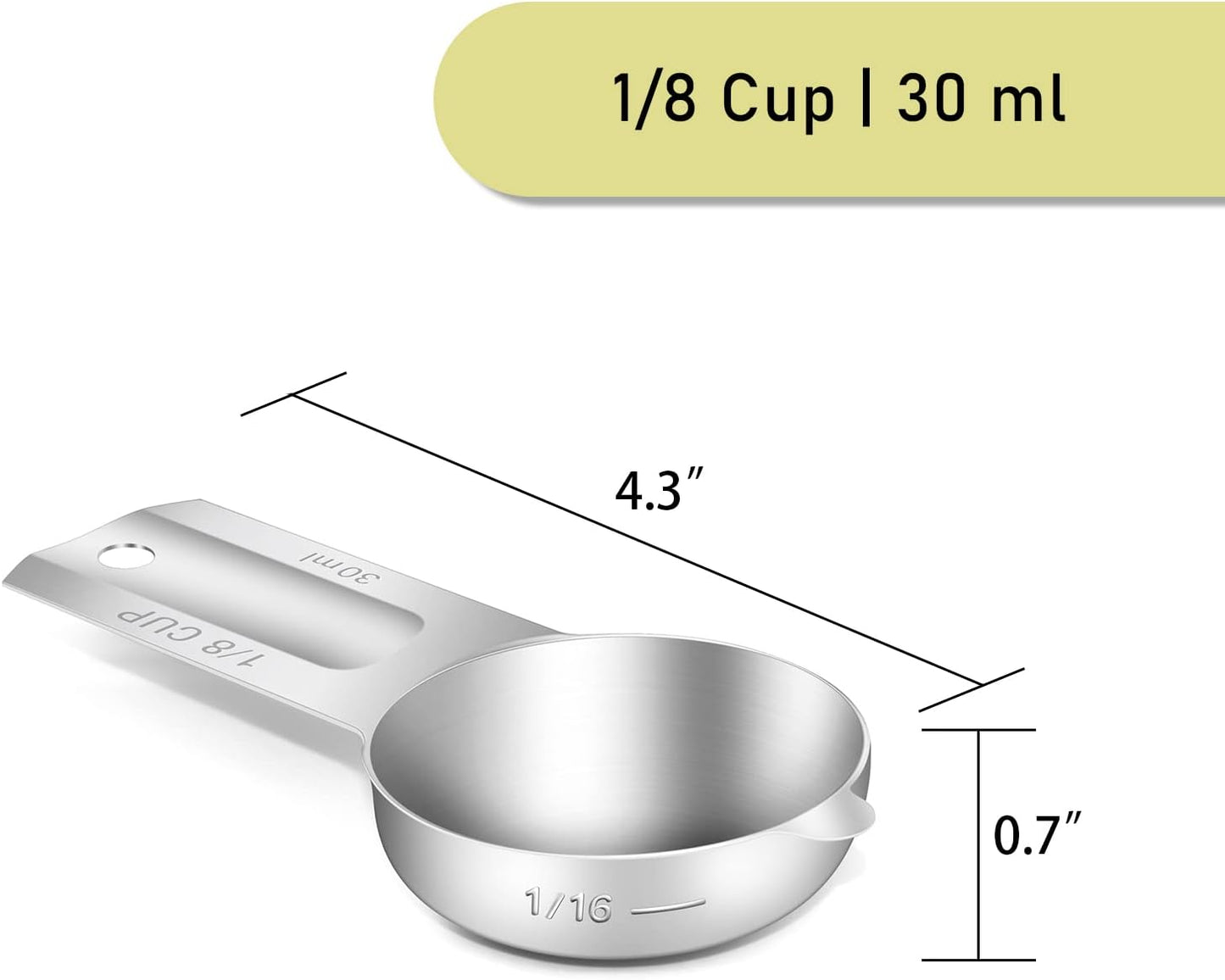 1PCS 3/4Cup (180ml, 6oz) Single Measuring Cup, Stainless Steel Measure Scoop, Metric and US Measurement, Dishwasher Safe