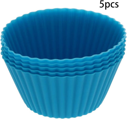 Utoolmart Silicone Cupcake Baking Cups,Reusable Silicone Baking Cups, Non-stick Cupcake Muffin Liners Cake Molds Set, Use As Lunch Box Dividers, 5 Pcs