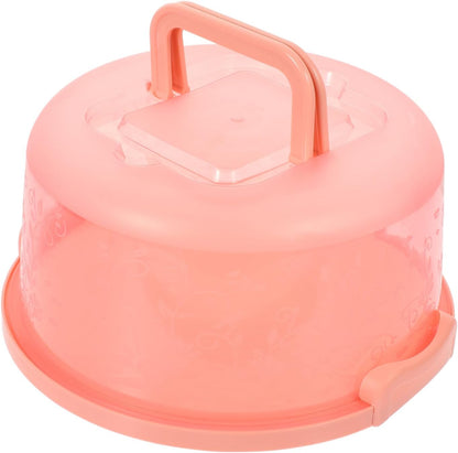 Portable Cake Carrier 9.84 Inch Transparent Plastic Cake Box with Handle and Lid for Household Baking Storage and Outdoor Transport