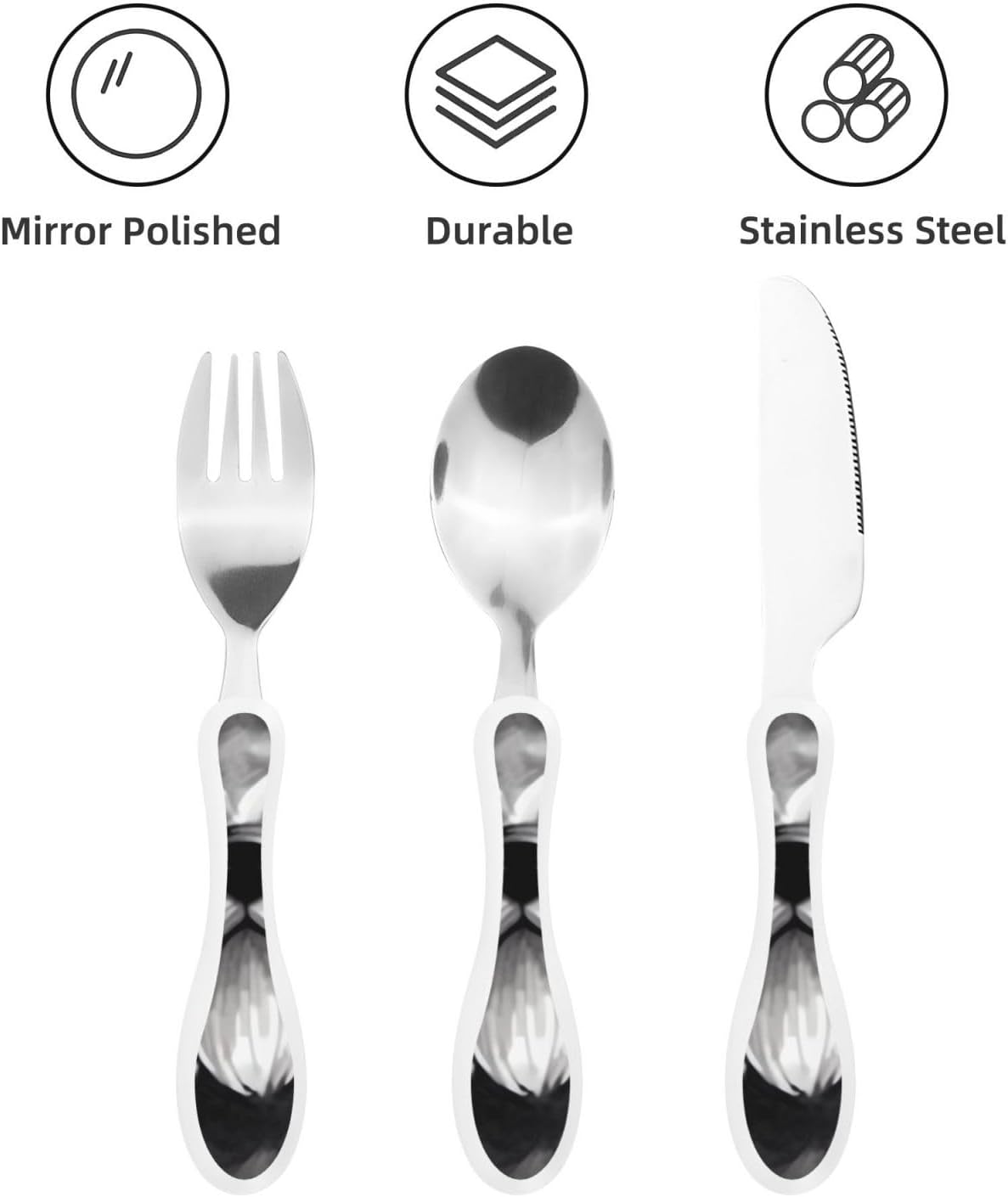 3-Piece Kids Silverware Set With Storage Case, Stainless Steel Reusable Children Safe Knife Spoon Fork Set Grim Reaper Children Flatware Set For Kids Lunch Box