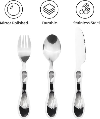 3-Piece Kids Silverware Set With Storage Case, Stainless Steel Reusable Children Safe Knife Spoon Fork Set Grim Reaper Children Flatware Set For Kids Lunch Box
