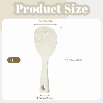2 Pcs Silicone Rice Paddle Standing Rice Scooper Silicone Rices Ladle White Non-Stick Rices Paddle Scooper Easy To Clean Heat Resistant Anti-scalding RiceScooper Serving Spoons for Kitchen