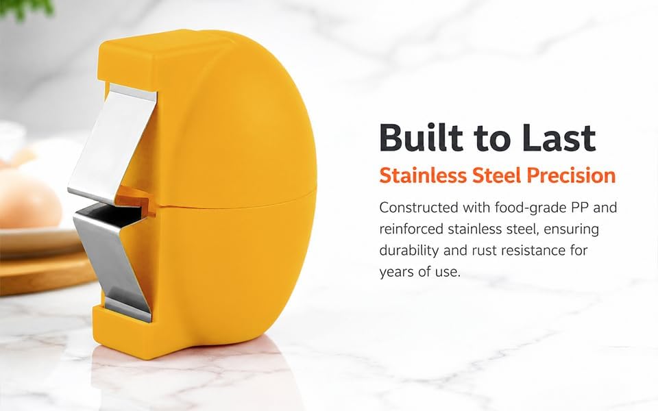 Handheld Egg Shell Opener, Eggshell Separator and Cutter, Food Grade PP Stainless Steel Egg Topper Cutter for Chicken Duck Eggs, Portable Lightweight Kitchen Gadget for Home Cooking Baking (orange)