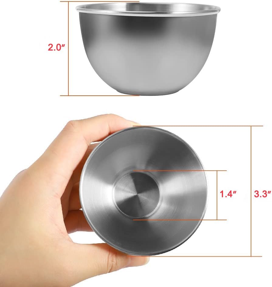 10 Pack 3.3inch Stainless Steel Sauce Dishes Mini Individual Saucers Bowl Round Seasoning Dishes Sushi Dipping Bowl Appetizer Plates, Sliver