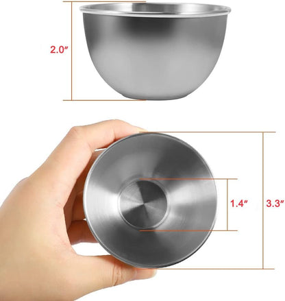 10 Pack 3.3inch Stainless Steel Sauce Dishes Mini Individual Saucers Bowl Round Seasoning Dishes Sushi Dipping Bowl Appetizer Plates, Sliver