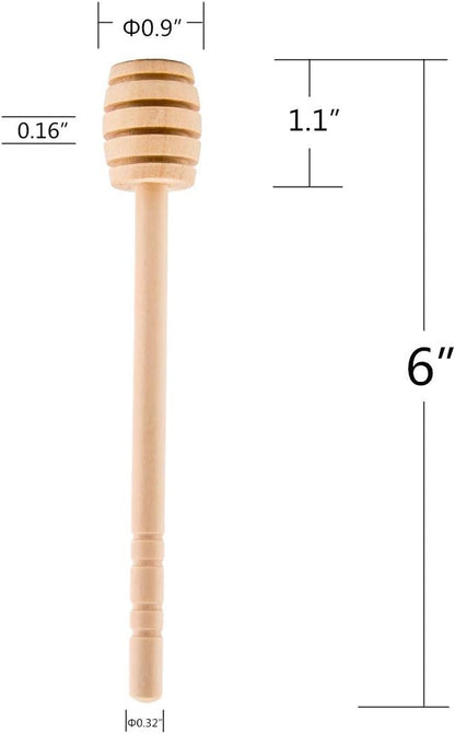 100-Pack 6 Inch Portable Wooden Jam Honey Dipper Honey Sticks for Honey Jar Dispense Drizzle Honey (6inch 100pcs)