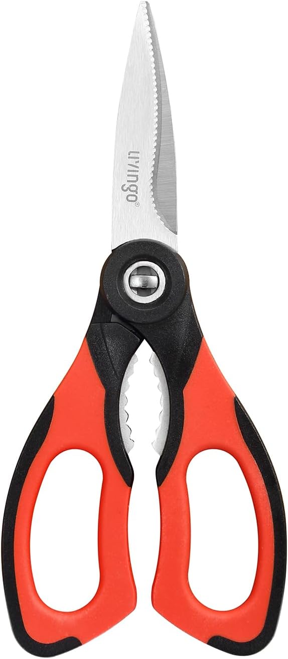LIVINGO 8.5 Inch Kitchen Shears Serrated Blade Food Scissors