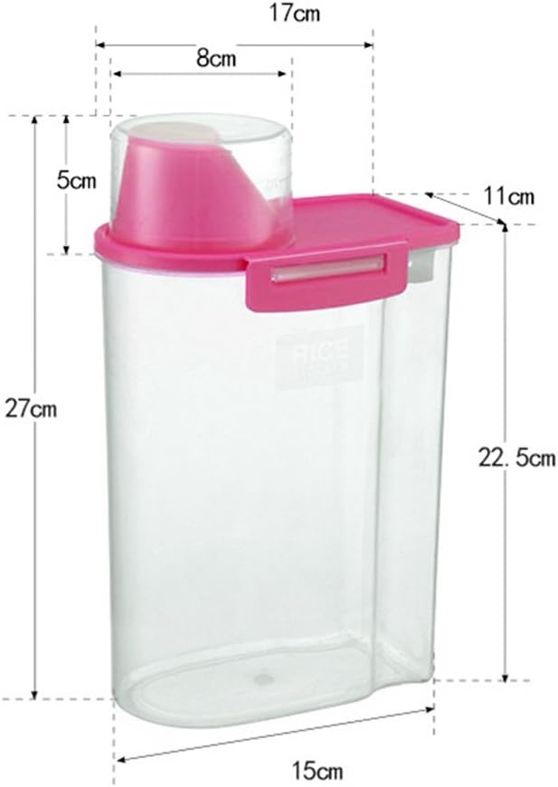 Pet Food Storage Container with Measuring Cup, Pour Spout and Seal Buckles Food Dispenser for Dogs Cats (Purple)