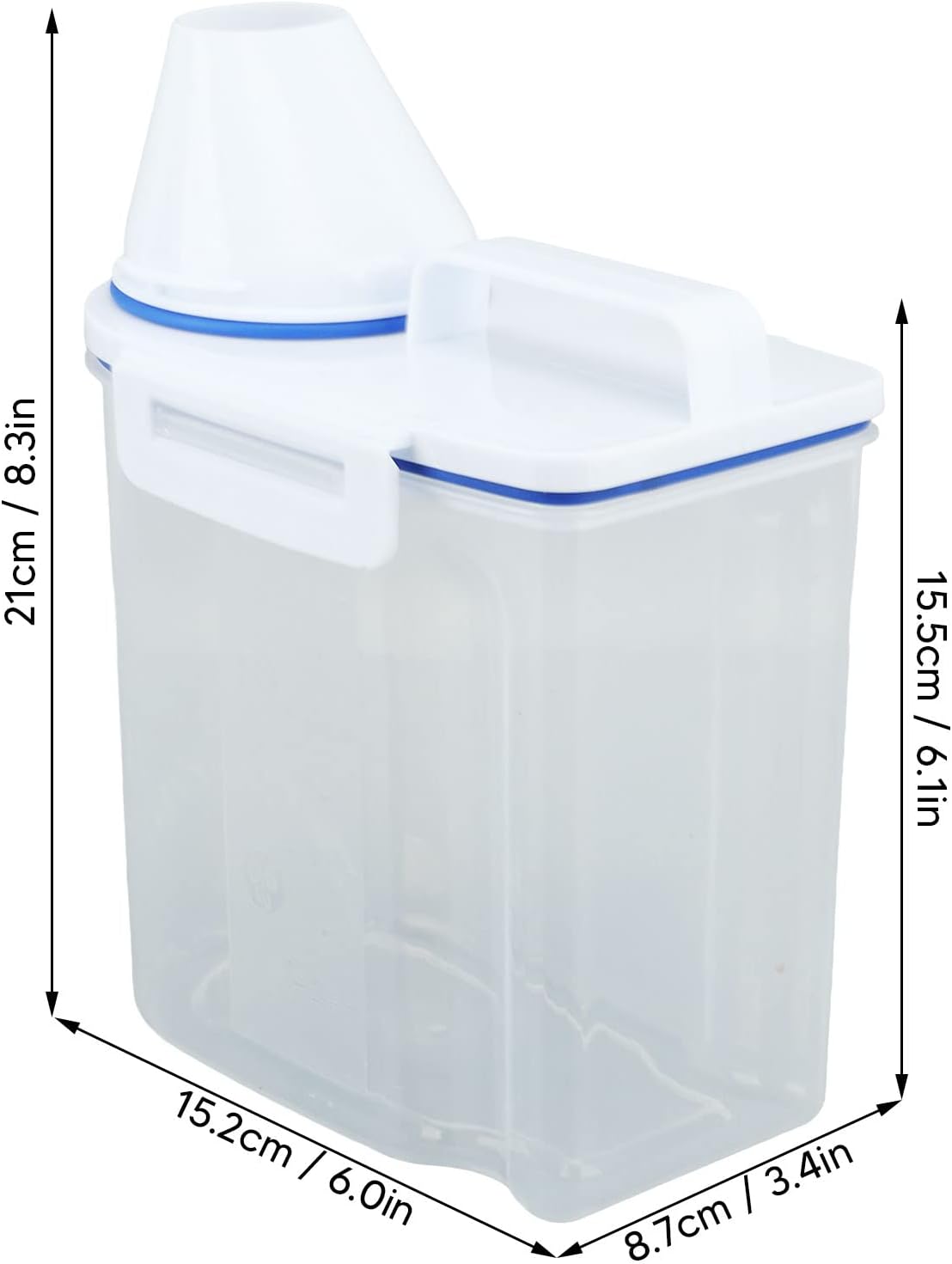 Fabater Rice Airtight Storage Container, 3 to 5Lbs Cereal Dry Food Flour Bin, Pet Dog Cat Food Dispenser with Measuring Cup, Clear Plastic Kitchen and Pantry Organization Bin (White)