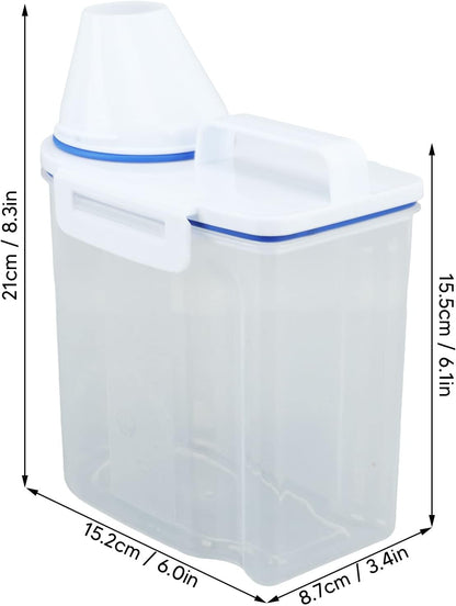Fabater Rice Airtight Storage Container, 3 to 5Lbs Cereal Dry Food Flour Bin, Pet Dog Cat Food Dispenser with Measuring Cup, Clear Plastic Kitchen and Pantry Organization Bin (White)