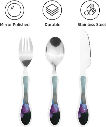 3-Piece Kids Silverware Set With Storage Case, Stainless Steel Reusable Children Safe Knife Spoon Fork Set Shih Tzu Dog Children Flatware Set For Kids Lunch Box