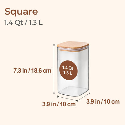 ComSaf 2Pcs Large Glass Storage Containers with Lids 4Qt, 1 Gallon Wide Mouth Flour Sugar Storage Containers, Large Capacity and Sealed for Rice, Cereal, Oat, Easy Clean and Scoop, Pantry Organization