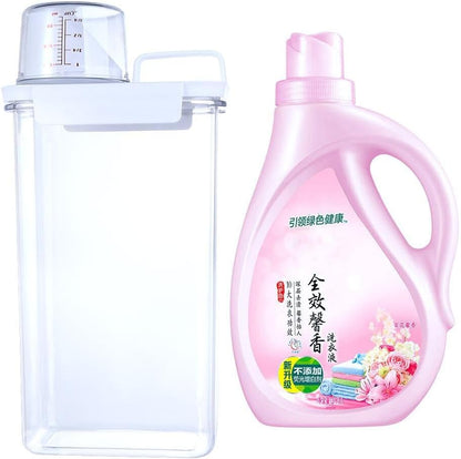 1800ML Laundry Powder Container, Airtight Laundry Detergent Powder Storage Box with Measuring Cup and Handle Transparent Plastic Laundry Detergent Dispenser for Washing Powder,Soda Powder,Grain