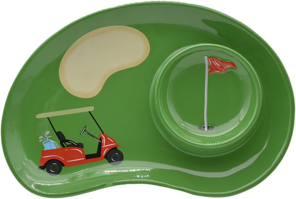Godinge Chip & Dip Golf Theme Platter. Chip & Dip Tray, Snack Tray, Snack Platter, Serving Platter, Apeptizer Tray – Ideal for Sports-Themed Events, Father’s Day, and Gift Giving 13X9