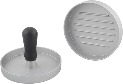Aluminum Burger Press Patty Maker with 200 Non-Stick Papers - Commercial & Home Use, Hamburger Meat Press Tool, Dishwasher Safe (Black)