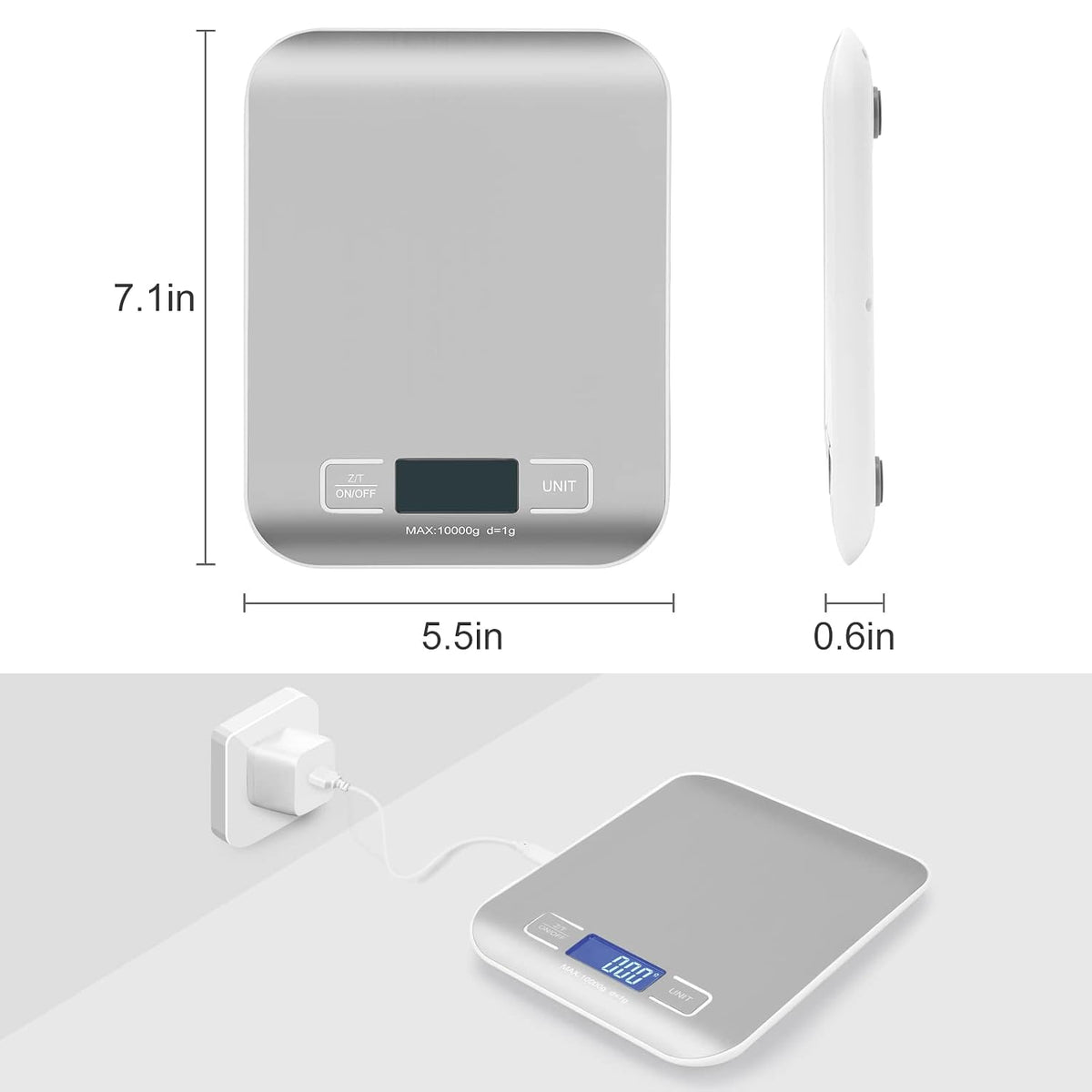 Digital Shipping Scale,Stainless Steel Panel, Accurate Portable Postal Scale for Packages, Small Business,Kitchen, Food, Handmade, Liquids, and Boutique (Rose Gold Battery(5kg/1g))